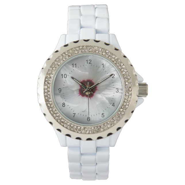 glühende weiße Blätter Armbanduhr (Vorderseite)