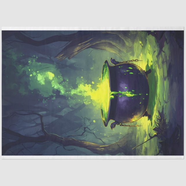 Glühende Zaubertrank Cauldron Halloween Dekoupage Seidenpapier (Vorderseite)