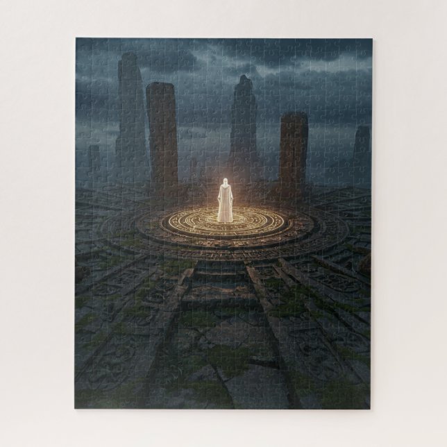 Glühender antiker Krieger Stehend auf heiliger Erd Puzzle (Vertikal)