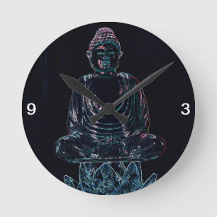 Glühender Buddha Runde Wanduhr