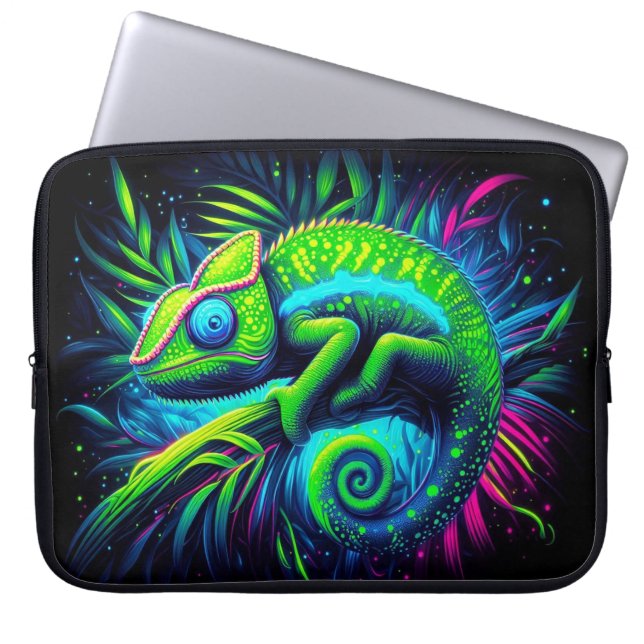 Glühender Chameleon, Augen fangende Neontiere Laptopschutzhülle (Vorderseite)