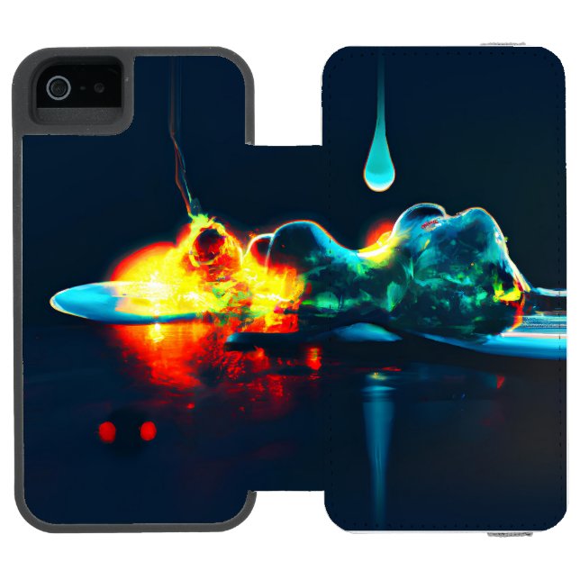 Glühender flüssiger Tropfen Incipio iPhone Geldbeutel-Hülle (Folio Geöffnet)