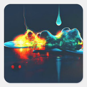 Glühender flüssiger Tropfen Quadratischer Aufkleber