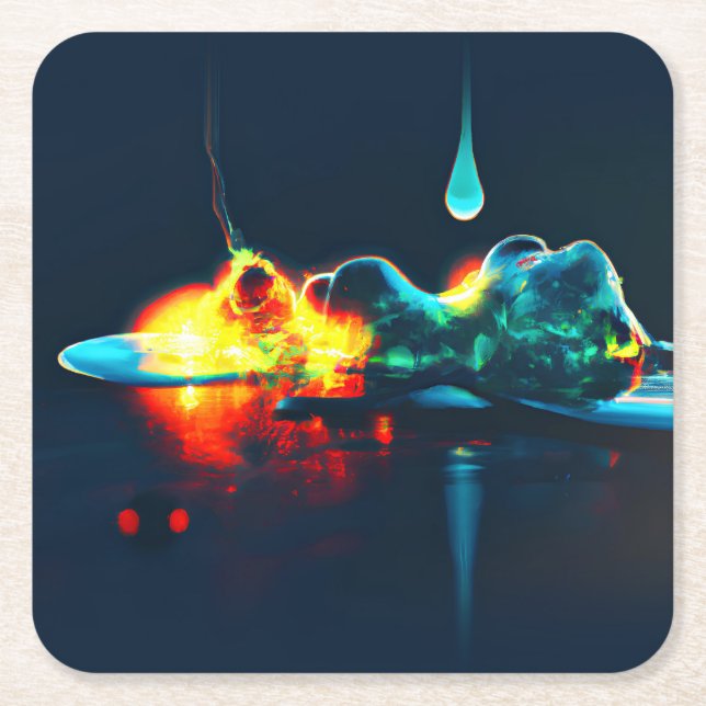 Glühender flüssiger Tropfen Rechteckiger Pappuntersetzer (Vorderseite)