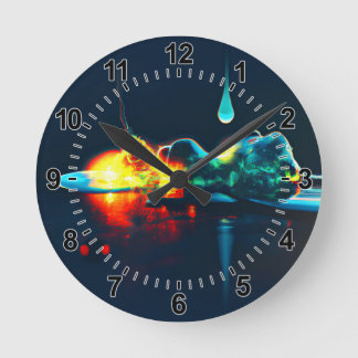 Glühender flüssiger Tropfen Runde Wanduhr