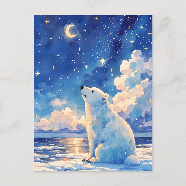 Glühender Halbmond Eisbär Eisscholle Postkarte (Vorderseite)