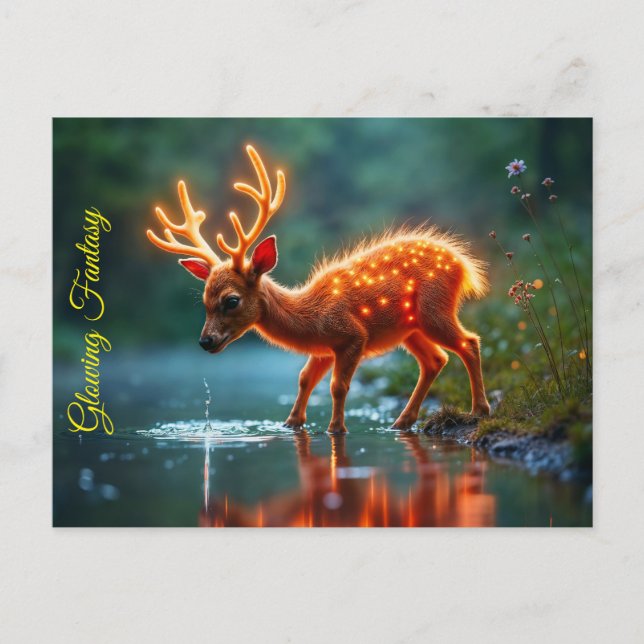 Glühender Hirschmagie-Waldtrunk Postkarte (Vorderseite)