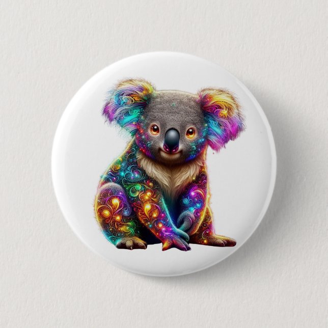 "Glühender Koala - Kunst der Wildnis Button (Vorderseite)