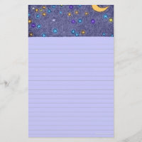 Glühender Mond und Sterne Etching Lined Stationery