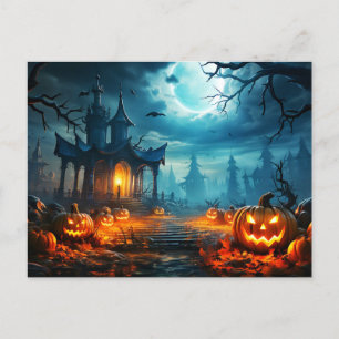 Glühender Nefarious Halloween Pumpkin Postkarte