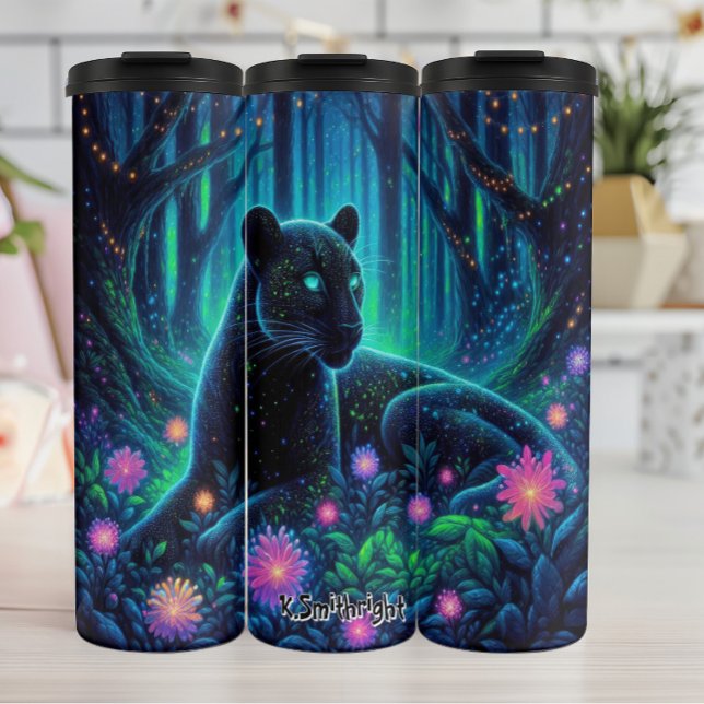 Glühender Panther im Biolumineszenz-Wald Thermosbecher (Von Creator hochgeladen)