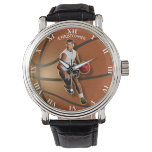 Glühender psychedelischer Basketball-Spieler mit Armbanduhr