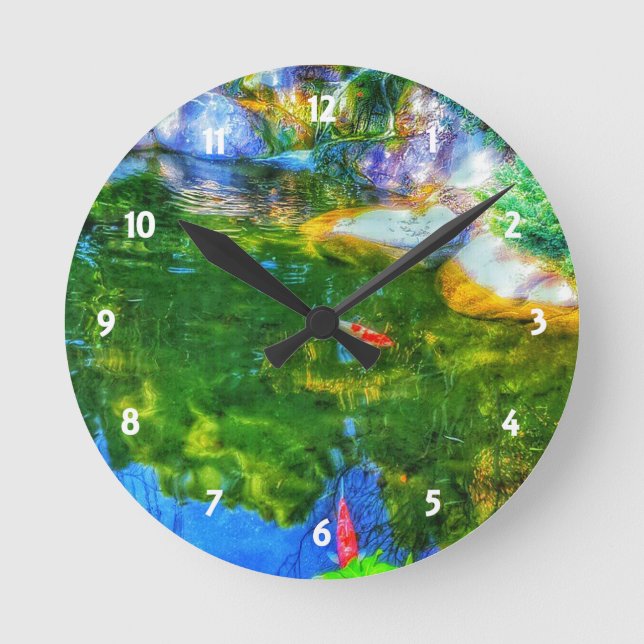 Glühender reflektierender Teich Runde Wanduhr (Vorderseite)