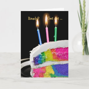 Glühender Regenbogen-Geburtstags-Kuchen Karte
