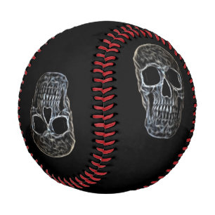 Glühender Schädelkopf Gothic Schwarz-Weiß Cool Baseball