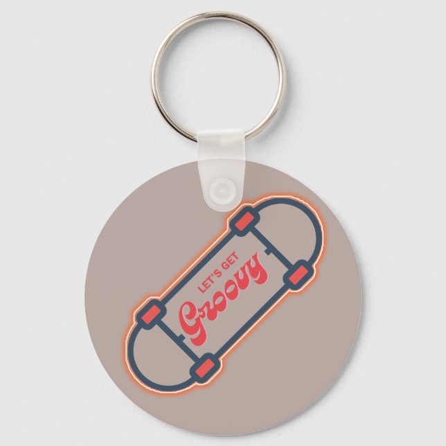 Glühender Skateboarder ...lass wird grooviert Schlüsselanhänger (Vorderseite)