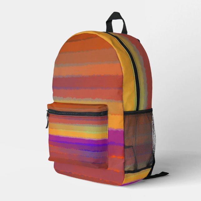 Glühender Sonnenaufgang salziger Pop der Farbkunst Bedruckter Rucksack (Rückseitige Ecke Rechts)