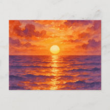Glühender Sonnenuntergang - Lebendiger Aquarellmal