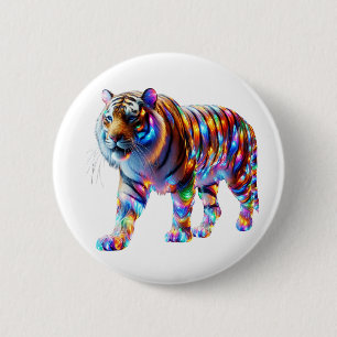 Glühender Tiger - Lebhafte Glaskunst Button