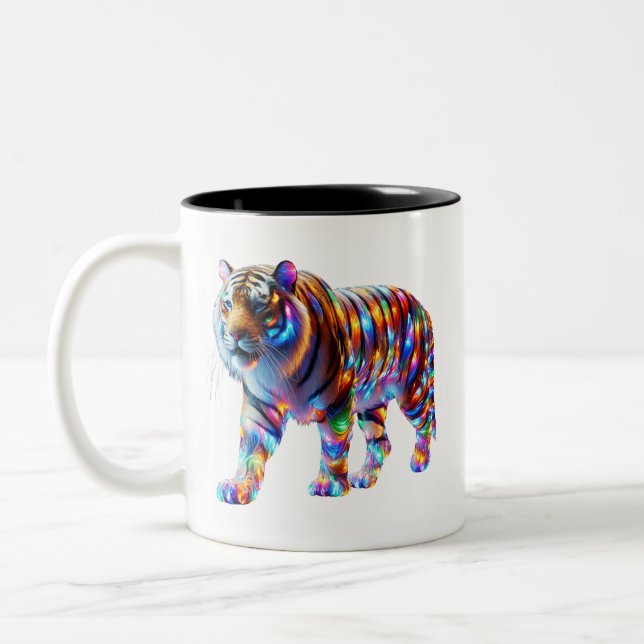 Glühender Tiger - Lebhafte Glaskunst Zweifarbige Tasse (Links)