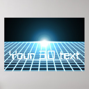 Glühendes 3D-Raster mit anpassbarem Text Poster