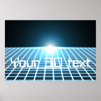 Glühendes 3D-Raster mit anpassbarem Text Poster