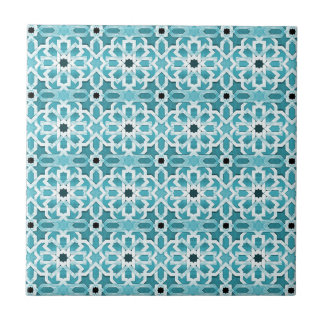 Glühendes Blau Marokkanisches Muster Fliese