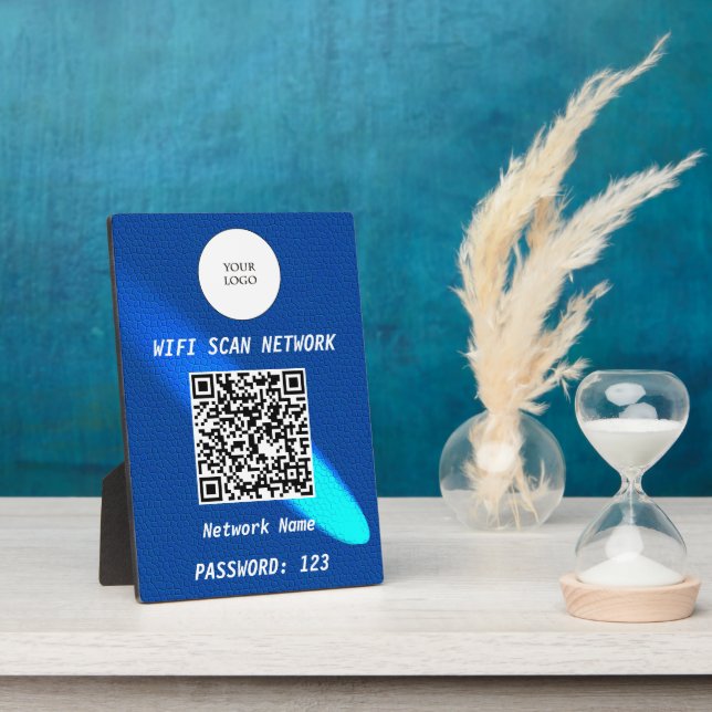 Glühendes blaues Leder Freies WLAN Scan & QR Code Fotoplatte (Seite)