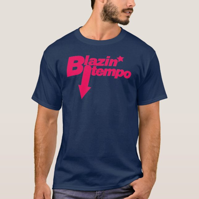Glühendes Downtempo blaues Rosa T-Shirt (Vorderseite)