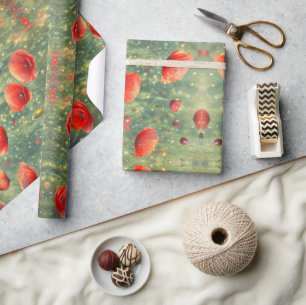 Glühendes Feld roter Mohnchen, blühend Geschenkpapier