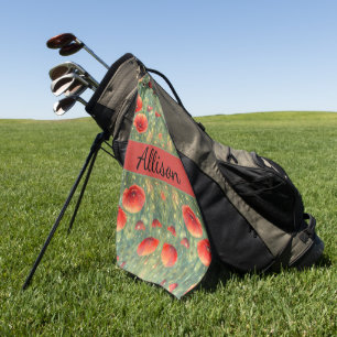 Glühendes Feld roter Mohnchen, personalisierbar Golfhandtuch
