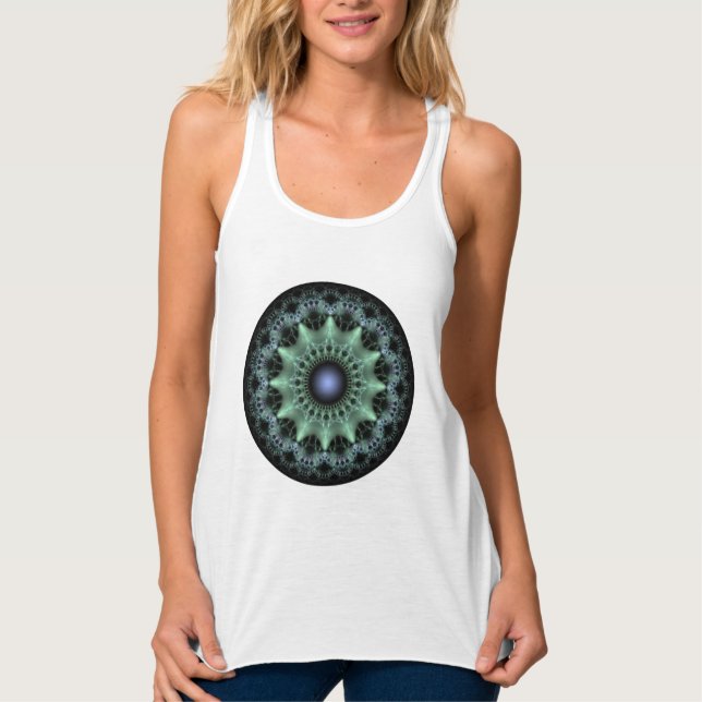 Glühendes Fraktal runder Muster Tank Top (Vorderseite)