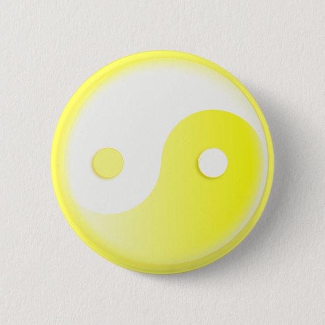 Glühendes gelbes Yin/Yang-Symbol Button (Vorderseite)