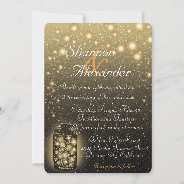 Glühendes Glas Leuchtkäfer mit Nachtsternen Einladung (Vorderseite)