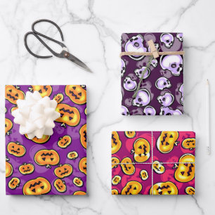 Glühendes Halloween Geschenkpapier Set