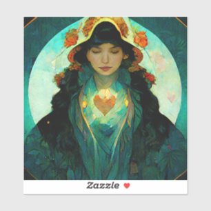 Glühendes Herz Woman Fantasy Sci-Fi Aufkleber