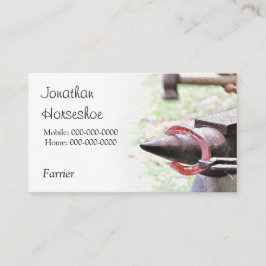 Glühendes Hufeisen des Hufschmiedes Visitenkarte