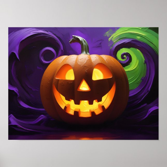 Glühendes Jack-o'-Lantern Halloween-Poster Poster (Vorne)