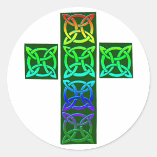 Glühendes Keltenkreuz Runder Aufkleber