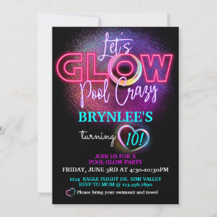 Glühendes Party, Pool-Party, Neones Party Einladung