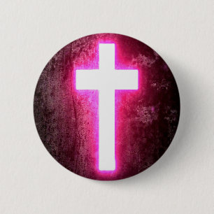 Glühendes rosa Kreuz schön Button
