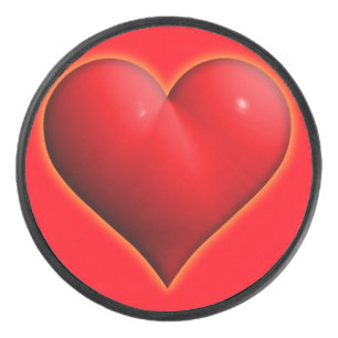 Glühendes rotes 3-D-Herz Eishockey Puck