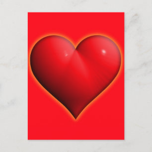 Glühendes rotes 3D-Herz Postkarte