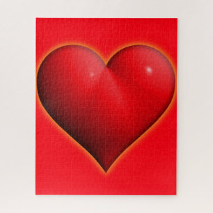 Glühendes rotes 3D-Herz Puzzle
