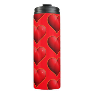 Glühendes rotes 3D-Herz Thermosbecher