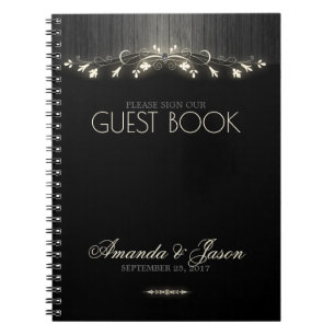 Glühendes Schwarz-Weiß-HochzeitsGästebuch hhn02 Notizblock