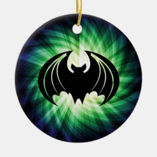 Glühendes Schwarzes Bat; Halloween Keramik Ornament