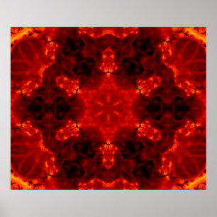 Glühendes Snowflake Orange Gradient Kaleidoskop Poster