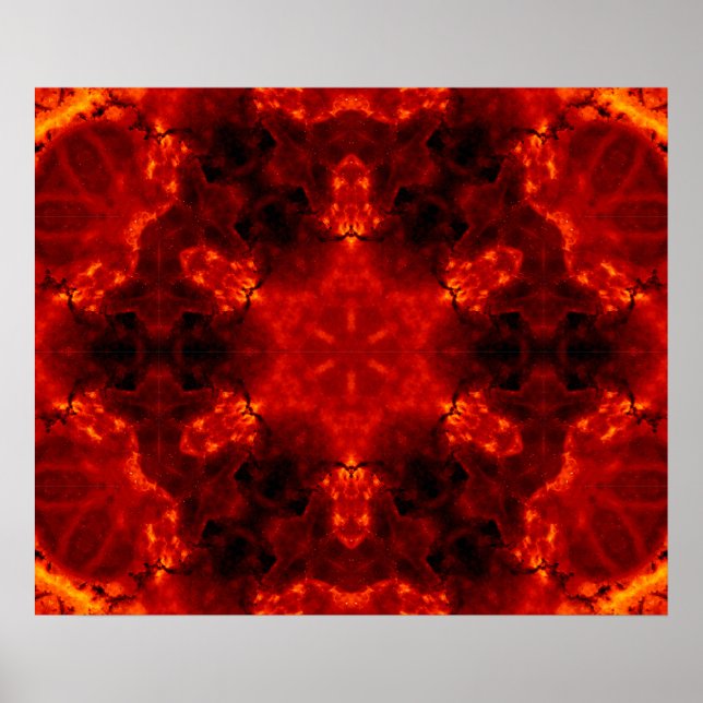 Glühendes Snowflake Orange Gradient Kaleidoskop Poster (Vorne)