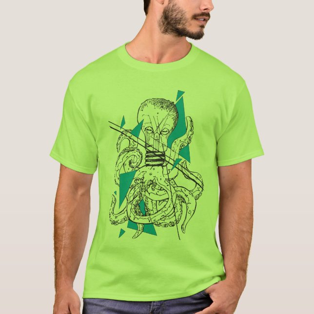 Glühkraken Octopus Glühbirne Shirt Herren (Vorderseite)